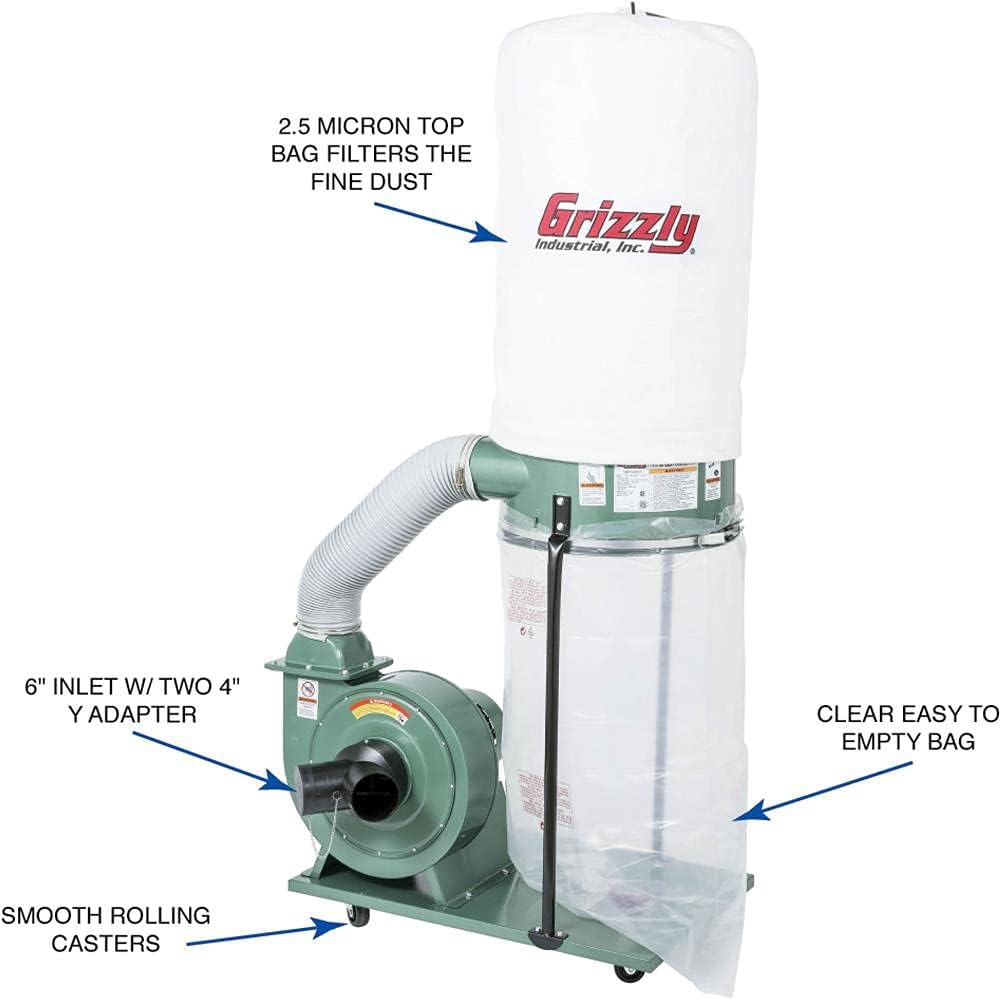 Grizzly 1.5 HP Portable Dust Collector - G1028Z2